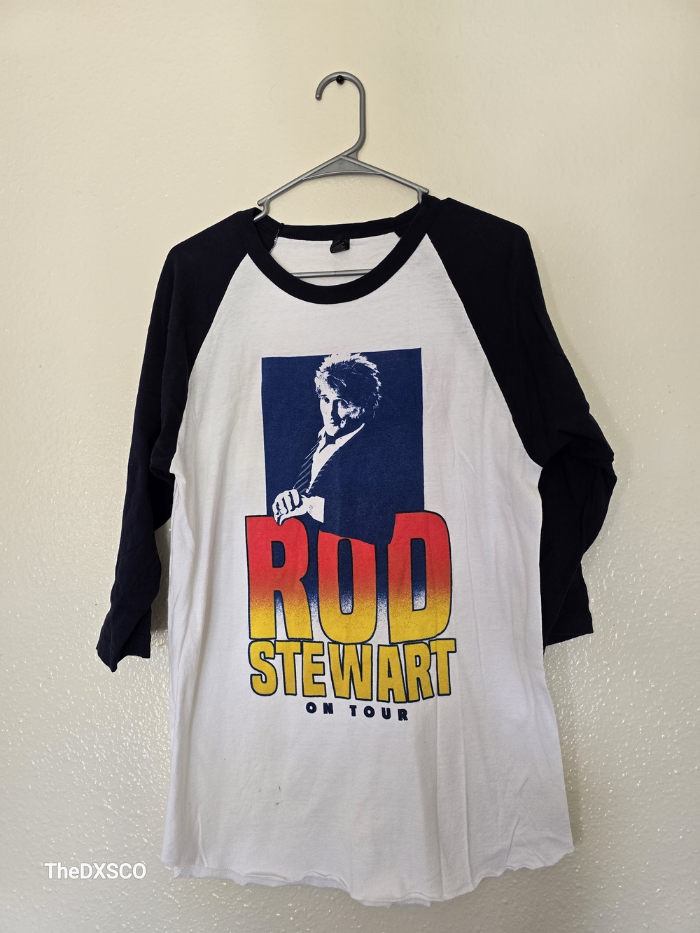 Rod Stewart Graphic Baseball Tee - Black & White Long Sleeve